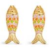 SINGULARU - Orecchini Pesce Color. Ottone con Finitura in Oro 18Kt. Chiusura in Silicone. Gioielli per Donna
