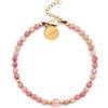 SINGULARU - Bracciale Amulet Rodocrosite. Acciaio con Placcatura in Oro 18 Kt e Pietra Naturale. Gioielli da Donna.