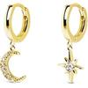 SINGULARU - Orecchini Polar Moon Spark. Argento Sterling 925 con Finitura in Oro 18Kt. Chiusura Congo. Gioielli per Donna