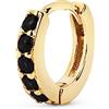 SINGULARU - Orecchino Singolo Cerchio Cleo M Black. Argento Sterling 925 con Finitura in Oro 18Kt. Chiusura Congo. Gioielli per Donna