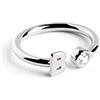 SINGULARU - Anello Personalizzato Letter Spark Argento. Regolabile. Argento Sterling 925 con Finitura Placcata Rodio. Taglia Unica. Gioielli da Donna. Lettera B