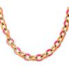 SINGULARU - Collana Link Tropical. Acciaio con Finitura Placcata Oro 18Kt e Dettagli in Smalto Rosa e Arancione. Catena di 40 cm + 5 cm. Gioielli da Donna