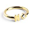 SINGULARU - Anello Personalizzato Letter Diamond Oro - Anello Regolabile - Argento Sterling 925 con Finitura Placcata in Oro 18kt - Misura Unica - Gioielli da Donna - Realizzato in Europa