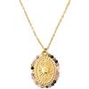 SINGULARU - Collana Medallion Stones Sun. Acciaio con Placcatura Oro 18Kt. Medaglione su Catena Regolabile in Lunghezza. Gioielli da Donna