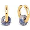 SINGULARU - Orecchini Cerchio Carmen True Marine. Acciaio con Finitura in Bagno d'Oro 18Kt e Pietre Naturali. Chiusura Congo/Click. Gioielli per Donna