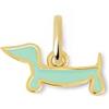 SINGULARU - Charm Mini Teckel Enamel Sky. Ottone con Finitura Placcata Oro 18 Kt. Pendente con Motivo Bassotto e Smalto Colorato. Gioielli da Donna