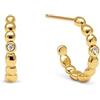 SINGULARU - Orecchini a Cerchio Pebble Spark. Ottone con Finitura Placcata in Oro 18Kt e Zirconi. Gioielli da Donna
