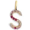 SINGULARU - Charm Letter Spark Sakura. Iniziale in Argento Sterling con Finitura Placcata Oro 18Kt e Zirconi. Gioielli da Donna. Lettera S