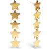 SINGULARU - Orecchini Five Stars. Acciaio con Placcatura Oro 18Kt. Lunghi con Motivo Stelle. Gioielli da Donna