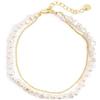 SINGULARU - Bracciale Pearl Chain. Acciaio con Placcatura in oro 18 kt e Perla coltivata. Gioielli da donna.