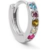 SINGULARU - Orecchino Singolo Cerchio Cleo M Colors. Argento Sterling 925 con Finitura in Rodio. Chiusura Congo. Gioielli per Donna