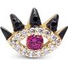 SINGULARU - Orecchino Singolo Eye Colors. Ottone con Placcatura Oro 18Kt. Motivo Occhio e Dettagli in Zirconi. Gioielli da Donna