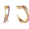 SINGULARU - Orecchini Cerchio X Lavande. Ottone con Placcatura Oro 18Kt. Chiusura in Silicone Placcata Oro 18Kt. Gioielli da Donna