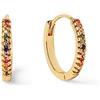 SINGULARU - Orecchini Cerchio L Colors. Argento Sterling con Finitura Placcata Oro 18Kt o Rodio e Zirconi. Chiusura Congo. Gioielli per Donna