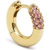 SINGULARU - Orecchino Singolo Cerchio Alma Pink. Ottone con Finitura in Oro 18Kt. Dettagli Zirconi Rosa. Chiusura Congo/Click. Gioielli per Donna