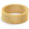 SINGULARU - Anello Mesh. Acciaio con Finitura Placcata Oro 18Kt. Anello Largo e Maxi con Altezza di 8 mm e Spessore di 1,9 mm. Gioielli da Donna. Misura 16