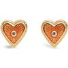 SINGULARU - Orecchini My Heart. Ottone con Finitura in Oro 18Kt. Motivo a Cuore con Dettagli in Zirconi e Smalto. Chiusura in Silicone. Gioielli per Donna