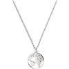 SINGULARU - Collana Mundo. Ciondolo in Argento 925 con Palla del Mondo. Catena di Taglia Unica. Bagno in Rodio. Gioielli per Donna