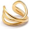 SINGULARU - Orecchino Singolo Ear Cuff Triple Cross. Ottone con Finitura in Bagno d'Oro 18Kt. Gioielli da Donna