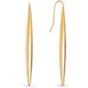 SINGULARU - Orecchini Irati. Acciaio con Placcatura Oro 18Kt. Lunghi, Rigidi e Pendenti con Chiusura ad Amo. Lunghezza 5,8 cm. Gioielli per Donna