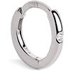 SINGULARU - Orecchino Singolo Cerchio Klein Spark M. Argento Sterling 925 con Placcatura Rodio e Zircone. Chiusura Click/Congo. Gioielli da Donna