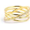 SINGULARU - Anello Comete. Argento Sterling 925 con Finitura Placcata Oro 18Kt. Gioielli da Donna. Misura 16