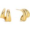 SINGULARU - Orecchini Cerchio Aire. Acciaio con Placcatura Oro 18Kt. Chiusura a Pressione in Silicone. Gioielli da Donna