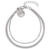 SINGULARU - Bracciale Doppio Lisse Tail. Acciaio. Doppia Catena Piatta e Rotonda. Gioielli da Donna