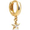 SINGULARU - Orecchino Singolo Cerchio Dance Star. Argento Sterling con Placcatura in Oro 18 Kt e Zirconia. Gioielli da Donna.