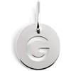 SINGULARU - Mini Medallion Letter. Pendente Iniziale in Argento Sterling con Finitura Placcata Rodio. Combinabile con Collana. Gioielli da Donna. Lettera G