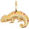 SINGULARU - Charm Camaleonte Enamel Lime. Ottone con Finitura Placcata Oro 18kt. Ciondolo Reversibile con Smalto Colorato e Zirconi. Gioielli da Donna