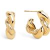 SINGULARU - Orecchini Cerchio Mini Twist Rope. Acciaio Inossidabile con Placcatura Oro 18Kt. Chiusura in Silicone placcata Oro 18Kt. Gioielli da Donna
