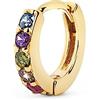 SINGULARU - Orecchino Singolo Cerchio Cleo M Colors. Argento Sterling 925 con Finitura in Oro 18Kt. Chiusura Congo. Gioielli per Donna