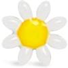 SINGULARU - Orecchino Singolo White Daisy May. Acciaio con Finitura in Oro 18Kt e Motivo Margherita Bianca. Chiusura in Silicone. Gioielli per Donna