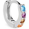 SINGULARU - Orecchino Singolo Cerchio Cleo S. Argento Sterling 925 con Placcatura Rodio. Chiusura Congo. Gioielli da Donna