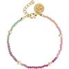 SINGULARU - Bracciale Dye Pearls Colors. Acciaio con Finitura Placcata Oro 18Kt. Bracciale con Motivo Pietre Colorate. Lunghezza 16 + 3 cm. Gioielli da Donna