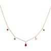 SINGULARU - Collana Cascade Colors. Argento Sterling 925 con Finitura Placcata Oro 18 Kt e Zirconi Colorati. Catena con Pendente, Taglia Unica 35 cm con Estensione. Gioielli da Donna