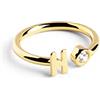 SINGULARU - Anello Personalizzato Letter Diamond Oro - Anello Regolabile - Argento Sterling 925 con Finitura Placcata in Oro 18kt - Misura Unica - Gioielli da Donna - Realizzato in Europa