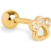 SINGULARU - Orecchino Singolo Mini Paw. Argento Sterling 925 con Finitura in Oro 18Kt. Chiusura a Vite. Gioielli per Donna