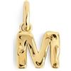 SINGULARU - Charm Letter Organic. Ciondolo con Iniziale in Argento Sterling 925 con Finitura Placcata Oro 18Kt. Abbinabile con Collana. Gioielli da Donna. Lettera M
