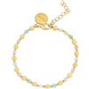SINGULARU - Bracciale Crystals Solar. Acciaio con Finitura in Oro 18Kt. Bracciale Sottile con Dettagli in Pietre Naturali Colorate. Lunghezza 16,5 cm + 3 cm. Gioielli per Donna