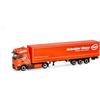 Herpa camion in miniatura Mercedes-Benz eActros 600 ProCabin Bigspace semirimorchio telonato "Gebrüder Weiss" (Austria), miniatura in scala 1:87, pezzo da collezione, Made in Germany, plastica