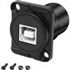 MEIRIYFA Connettore da USB B a pannello A, connettore di montaggio a D, tipo da USB 2.0 tipo B a presa USB-A, convertitore adattatore per PC portatile stampante scanner (nero)