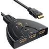 Avigers Switch HDMI 3 in 1 Out, 4K@60Hz (solo 1 monitor), 3 Porte hdmi Switcher Supporta HDR, 1080p/3D per Laptop, PC, TV Stick, Serie Xbox, PS5/4, Proiettore, Monitor