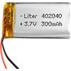 Liter energy battery Batteria 402040 LiPo 3.7V 300mAh 1.11Wh 1S 5C Liter Energy Battery per l'elettronica Ricaricabile Telefono Portatile Smartwatch Orologio GPS - Non adatto per Radiocomando 42x20x4mm (300mAh|402040)