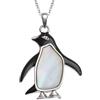 Kiara Jewellery - Collana con ciondolo a forma di pinguino intarsiato con madreperla su catenina da 45,7 cm, placcata in rodio non ossidante.