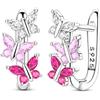 Parmuz Orecchini a cerchio in argento Sterling 925 a forma di farfalla, spessi e spessi, da donna, con piccolo polsino e zirconia cubica, Zirconia cubica, Zirconia cubica