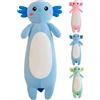 Kekeso Lungo Axolotl Cuscini di Peluche, Animale di Peluche Axolotl Rosa per Ragazze E Ragazzi Salamandra Peluche Regalo di Natale(Blue, 65cm/25.59inch)