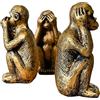 Wanwanzi Set di 3 Statue di Scimmie Saggio - Non Ascoltare il Male, Non Vedere il Male, Non Parlare del Male - Figurine di Scimmie in Resina per Decorazione Ufficio e Casa - Opzione Regalo Memorabile