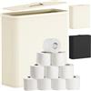 Lifewit Contenitore Carta Igienica con Coperchio, Cesto Porta Carta Igienica per Scorta, Organizer Bagno in Tessuto per Rotoli e Asciugamani, Scatola Portaoggetti Salvaspazio, 30L, Bianco Crema